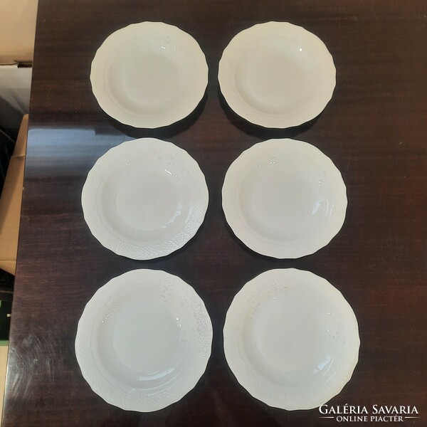 6 db Fehér Herendi porcelán süteményes, desszertes tányér készlet