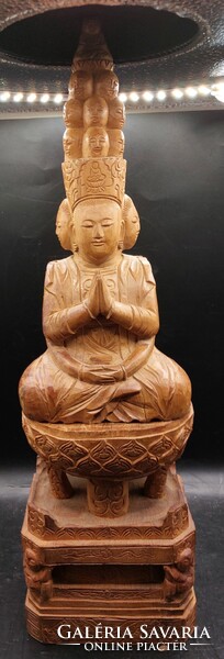 Buddha szobor fából, XIX. század, 40 cm-es magasságú.8653