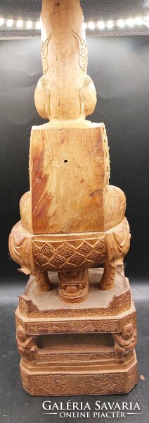 Buddha szobor fából, XIX. század, 40 cm-es magasságú.8653