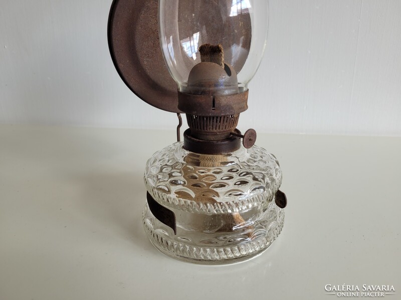 Régi vintage 34 cm nagy üveg petróleum lámpa fali asztali éjjeli lámpa