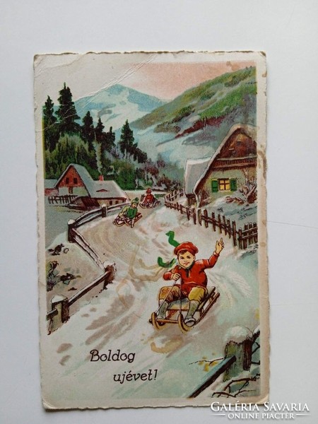 D204781    Boldog Új Évet! - Kiss G. József Hentes és Mészáros Úrnak  JÁSZLADÁNY 1930-40k