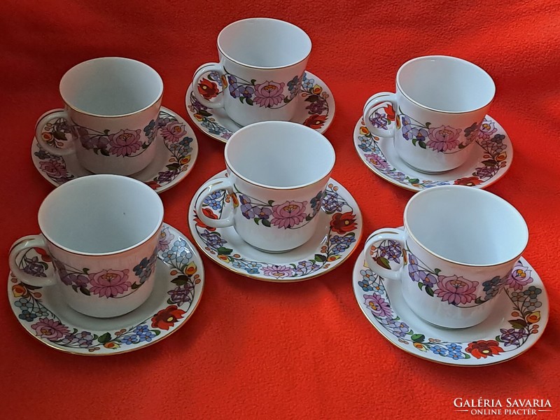Ritka, hibátlan! KALOCSAI PORCELÁN 6 személyes mokkás / kávés készlet