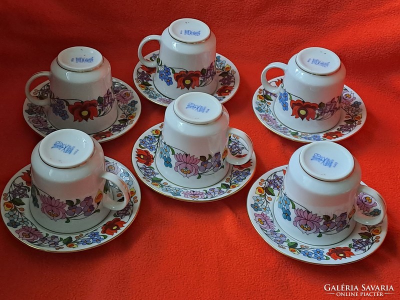 Ritka, hibátlan! KALOCSAI PORCELÁN 6 személyes mokkás / kávés készlet