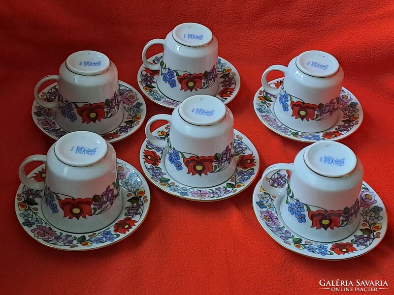 Ritka, hibátlan! KALOCSAI PORCELÁN 6 személyes mokkás / kávés készlet