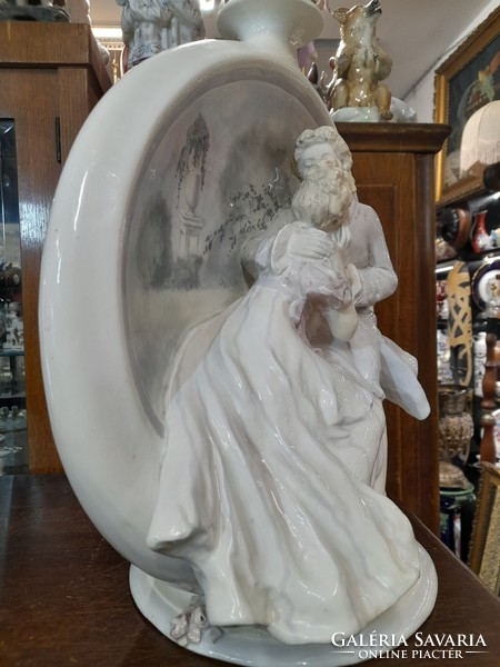 Alt Wien Deposé,Podany 1910-20 Évek Scauer Vienna Faience Austria Szerelmes Pár Figurális Porcelán.