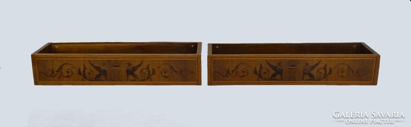 1T062 Antik griffmadár intarziás falipolc pár 142 cm