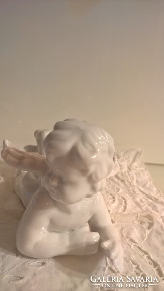 ANGYAL - 2 db ! - PORCELÁN - 22 x 11 x 10 cm - RÉGI - EXTRAFÉNYES - NEHÉZ - HÓF - OSZTRÁK - HIBÁTLAN