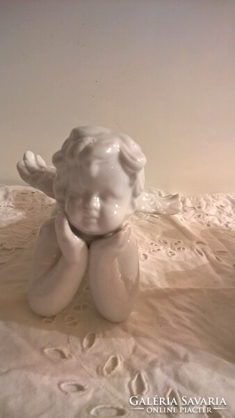 ANGYAL - 2 db ! - PORCELÁN - 22 x 11 x 10 cm - RÉGI - EXTRAFÉNYES - NEHÉZ - HÓF - OSZTRÁK - HIBÁTLAN