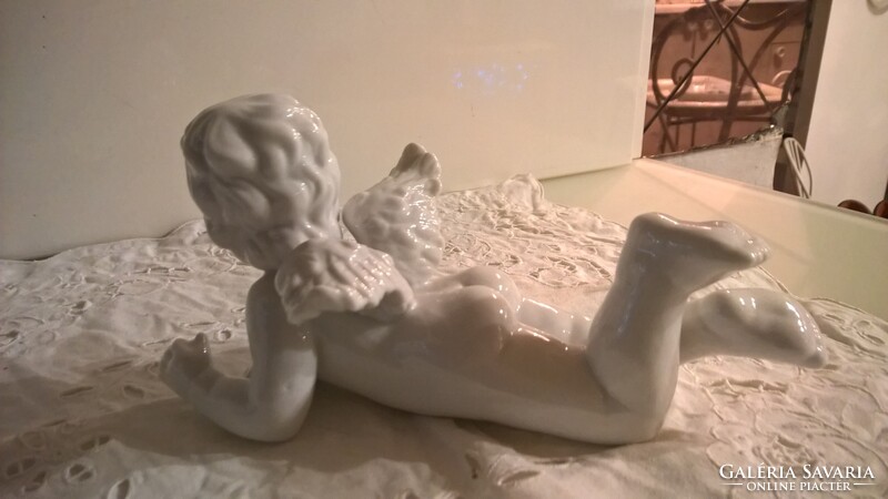 ANGYAL - 2 db ! - PORCELÁN - 22 x 11 x 10 cm - RÉGI - EXTRAFÉNYES - NEHÉZ - HÓF - OSZTRÁK - HIBÁTLAN