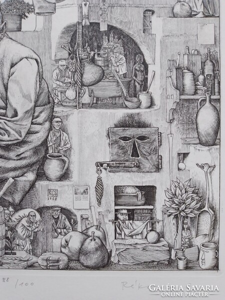 Rékassy Csaba: Mesemondó eredeti rézkarc jelzett szignózott számozott RITKA!