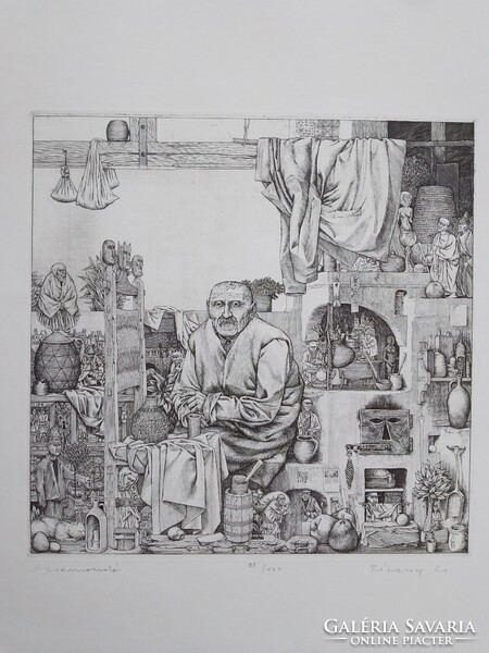 Rékassy Csaba: Mesemondó eredeti rézkarc jelzett szignózott számozott RITKA!