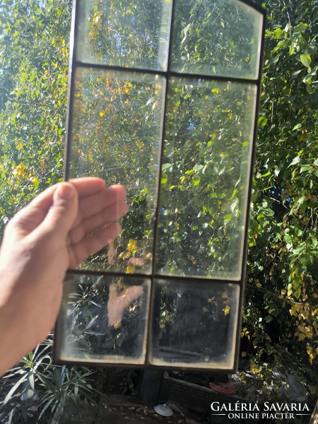 Antik szecessziós Art Deco sziszolt üveg ólom üveg ablak ajtó vitrin szekrény óra üveg , dekoráció