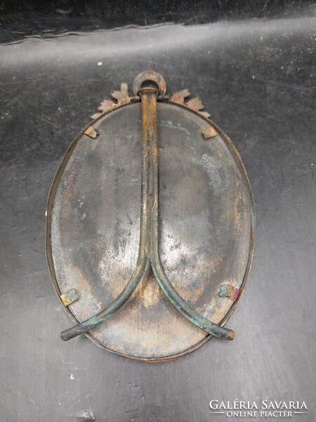 Antik rózsás bieder keret, 9 x 13 cm-es nagyságú, bronz. 8797