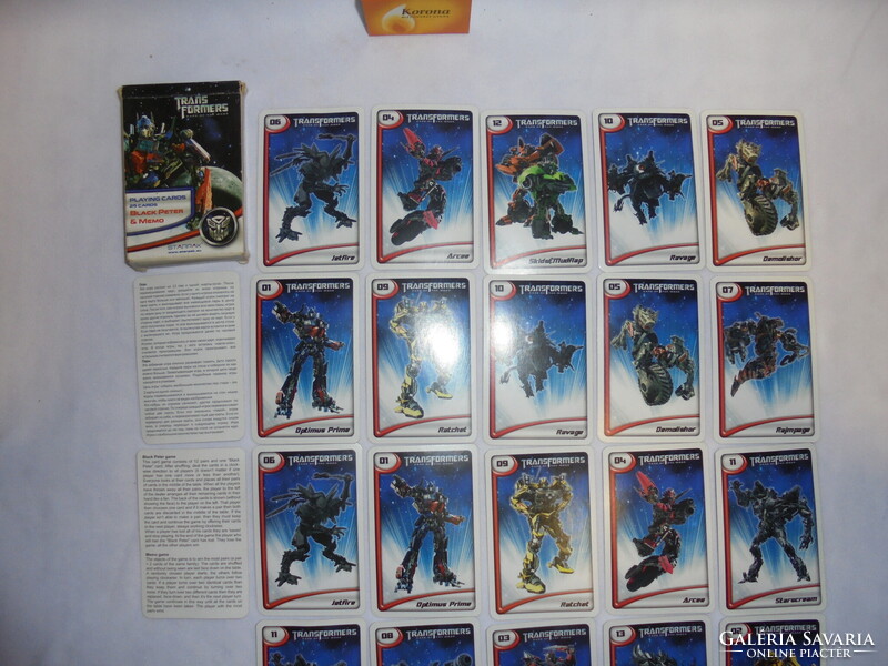 Transformers játék kártya pakli dobozában