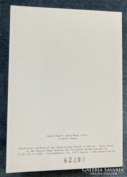 Pauer Gyula: Lenin-Marx (1971) - pszeudó alkotása kiállítási meghívón.