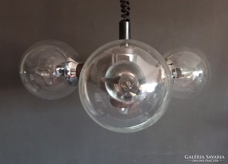 Bauhaus Sved design króm- fa Szputnyik mennyezeti lámpa ALKUDHATÓ