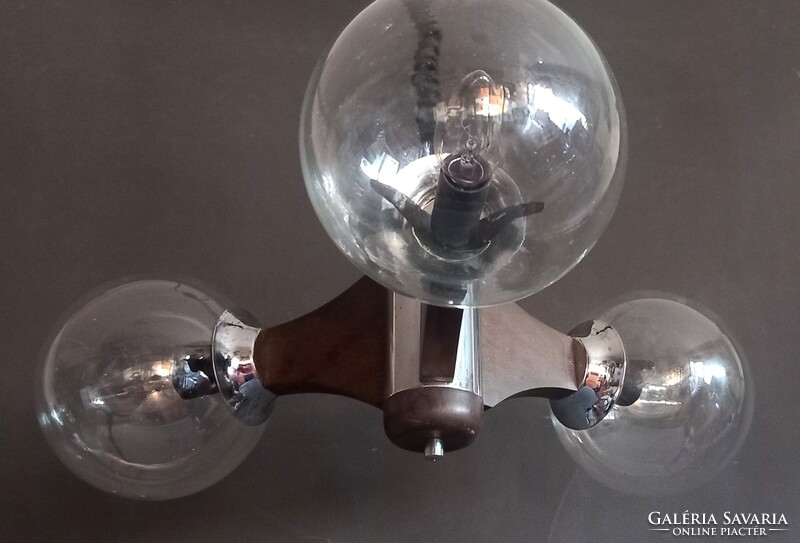 Bauhaus Sved design króm- fa Szputnyik mennyezeti lámpa ALKUDHATÓ