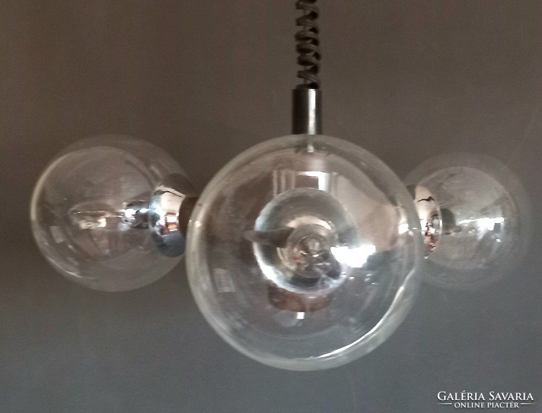 Bauhaus Sved design króm- fa Szputnyik mennyezeti lámpa ALKUDHATÓ