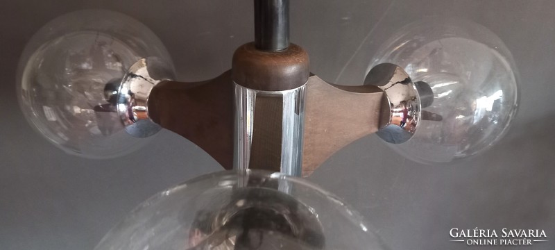 Bauhaus Sved design króm- fa Szputnyik mennyezeti lámpa ALKUDHATÓ