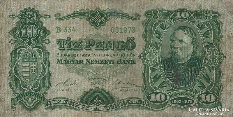 10 pengő 1929 Javított