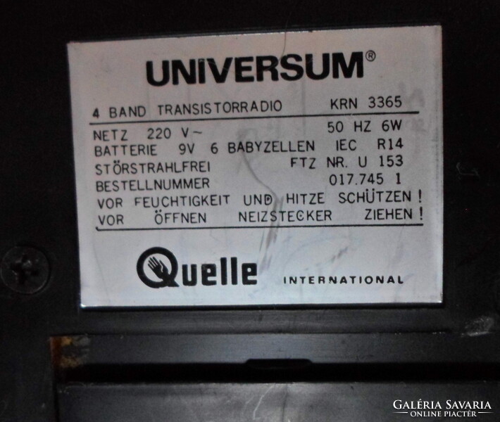 Universum KRN 3365, retro német rádió (NSZK, 1970-es évek; Quelle)