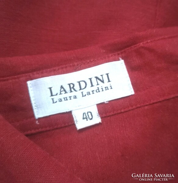 Laura Lardini 40-es len, viscose, burgundi piros kagylógombos ing, organikus galléros blúz