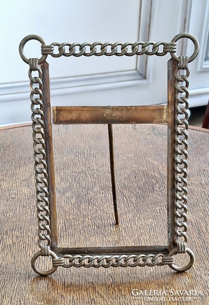 Viktoriánus réz láncszem asztali fényképkeret  20 cm x 14 cm keret