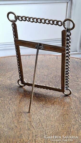 Viktoriánus réz láncszem asztali fényképkeret  20 cm x 14 cm keret
