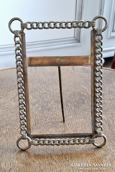 Viktoriánus réz láncszem asztali fényképkeret  20 cm x 14 cm keret