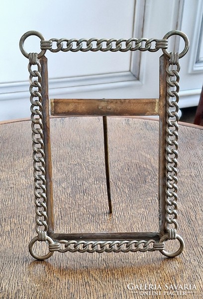 Viktoriánus réz láncszem asztali fényképkeret  20 cm x 14 cm keret