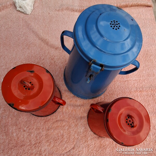 Retro 1 db WM Csepel 6 liter  (Weiss Manfréd) + 2 db Bonyhádi 2 liter zománcos bödön