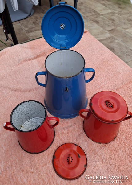 Retro 1 db WM Csepel 6 liter  (Weiss Manfréd) + 2 db Bonyhádi 2 liter zománcos bödön