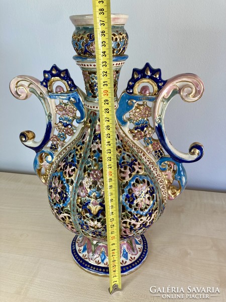 Nagyméretű Fischer Ignác díszváza, 38 cm