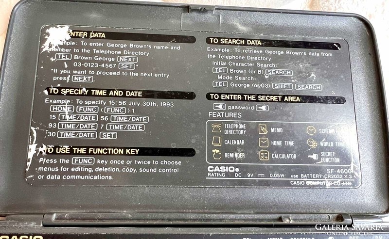 Casio 64KB Digital Diary SF-4600 manager kalkulátor retro számológép / Vintage digital