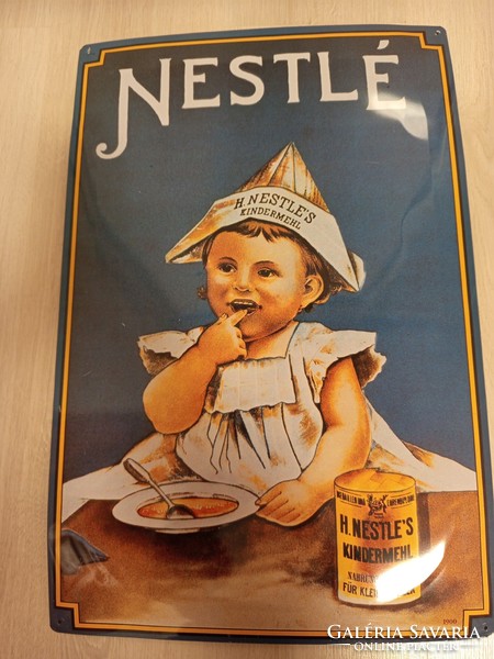 Nestle bádog reklámtábla. Mérete 59,5 cm x 39,5 cm