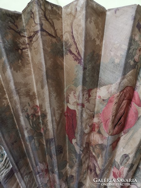 Antik legyező, cca. 1770. Festett rokokó jelenettel, eredeti állapotban!