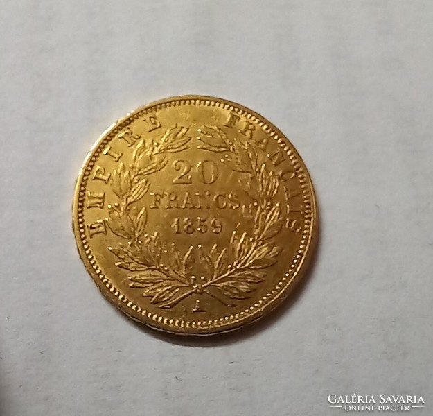 Arany 20 Frank III. Napóleon 1859
