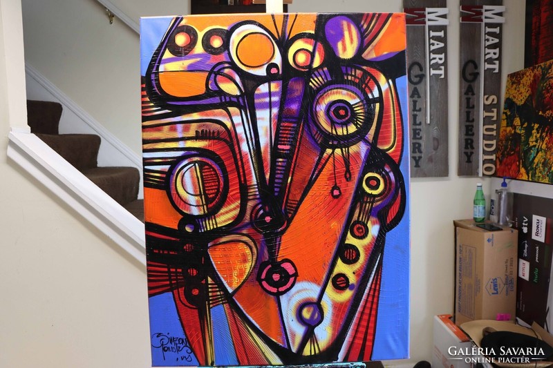 Simeon Gonzales - Rostro en Evolución - XL- 70x100 cm, akril, vászon