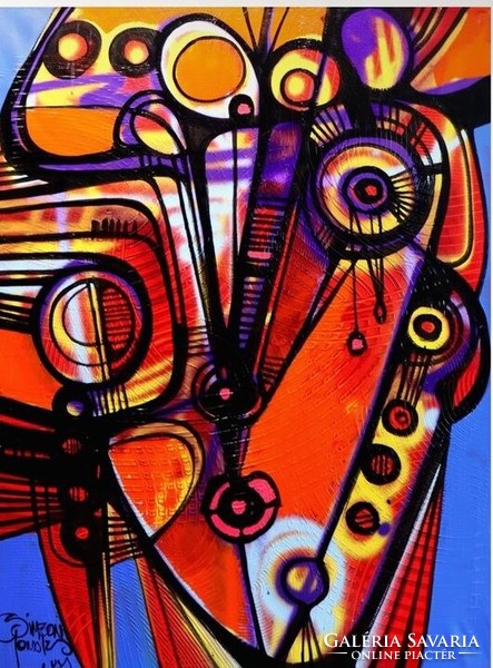 Simeon Gonzales - Rostro en Evolución - XL- 70x100 cm, akril, vászon