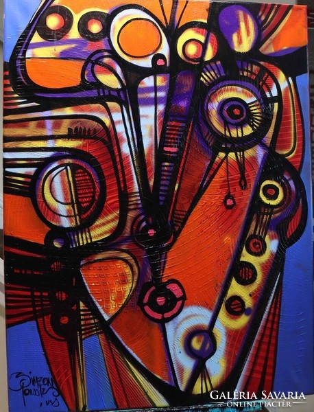 Simeon Gonzales - Rostro en Evolución - XL- 70x100 cm, akril, vászon