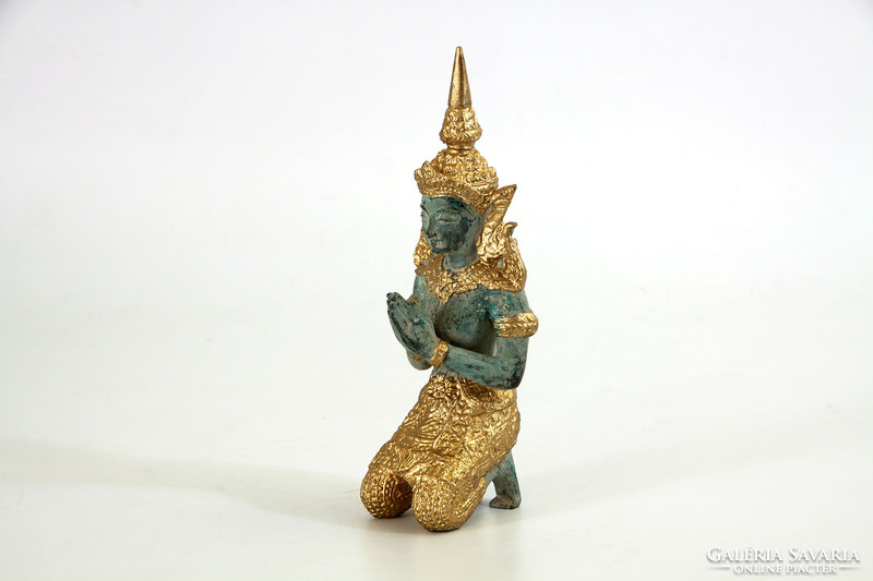 Shiva szobor 17,5cm -- festett aranyozott réz vagy bronz indonéz figura