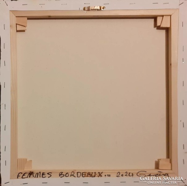 Art Deco stílusú festmény- Guena - FEMMES BORDEAUX - 40x40 cm