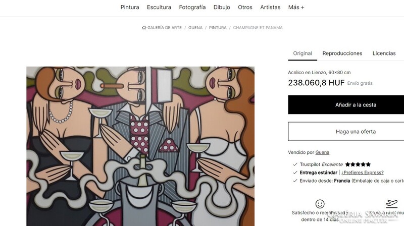 Art Deco stílusú festmény- Guena - FEMMES BORDEAUX - 40x40 cm