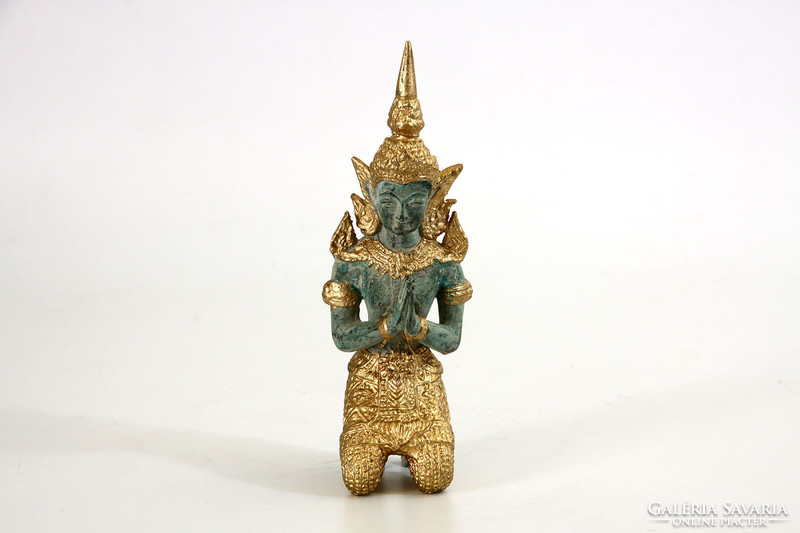 Shiva szobor 17,5cm -- festett aranyozott réz vagy bronz indonéz figura