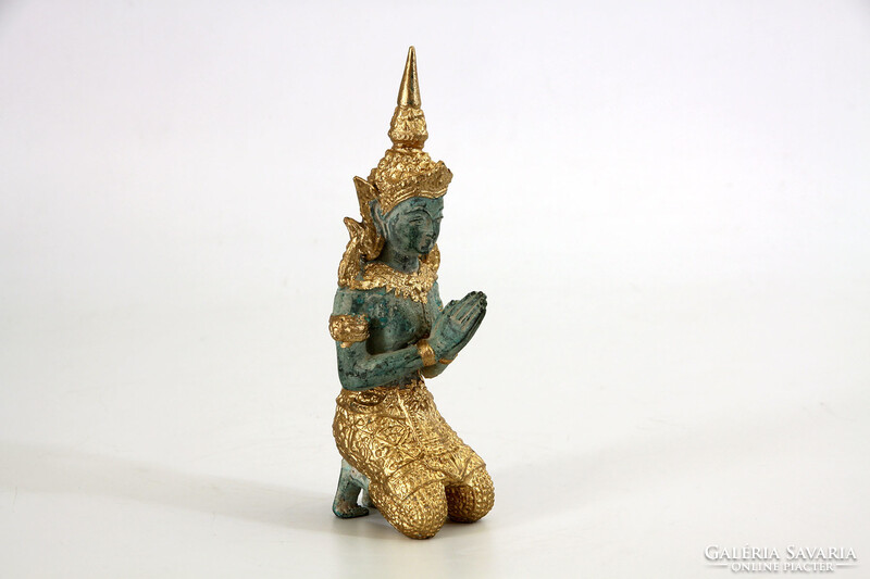 Shiva szobor 17,5cm -- festett aranyozott réz vagy bronz indonéz figura