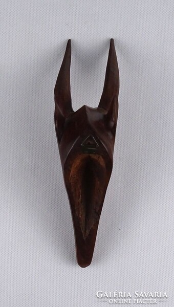1T355 Régi faragott egzotikus fafaragás antilop fej 17.5 cm