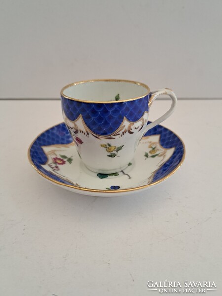 GYŰJTŐI DARAB!!!Antik ~1880 jelzett Herendi vagy Sevres porcelán blue fish scale kávés/mokkás csésze
