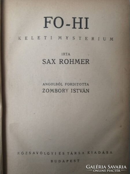 SAX ROHMER  -  FO-HI  -  KELETI MYSTERIUM