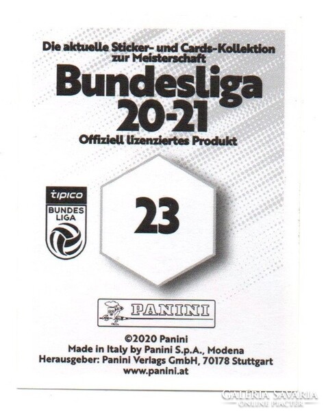 Dominik Szoboszlai FC Salzburg Austria Bundesliga 20-21 Panini #23 matrica