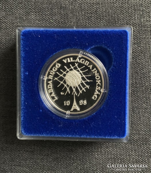 Labdarúgó VB 1998, 750 Ft ezüst emlékérme, UNC, PP, dísztokban